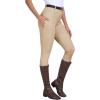 MoFiz Women’s Horse Riding Pants Full Seat Silicon Knee-Patch Equestrian Breeches Horseback Schooling Tights Zipper Pockets(Light Khaki)