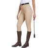 MoFiz Women’s Horse Riding Pants Full Seat Silicon Knee-Patch Equestrian Breeches Horseback Schooling Tights Zipper Pockets(Light Khaki)