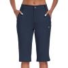 MoFiz Women’s Long Hiking Cargo Shorts 15″ Knee Length Lightweight Quick Dry Bermuda Shorts for Women with Pockets Navy XL