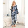 MoFiz Womens Pajama Set 2 Piece Long Sleeve Plaid Pjs V Neck Drawstring Elastic Waist Sleepwear Nightwear Lounge Set Comfy Plaid 59 L