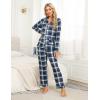 MoFiz Womens Pajama Set 2 Piece Long Sleeve Plaid Pjs V Neck Drawstring Elastic Waist Sleepwear Nightwear Lounge Set Comfy Plaid 59 L