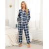 MoFiz Womens Pajama Set 2 Piece Long Sleeve Plaid Pjs V Neck Drawstring Elastic Waist Sleepwear Nightwear Lounge Set Comfy Plaid 59 L