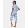 MoFiz Women’s Pajama Sets Floral Pj Set Short Sleeve Top with Capri Pants 2 Piece Summer V Neck Sleepwear with Pockets Z-Floral L