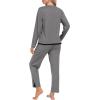 MoFiz Women’s Pajamas Sets Long Sleeve with Plaid Pants Soft Sleepwear 2 Piece Pjs Lightweight Lounge Set with Pockets Grey XL