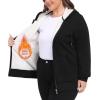 MoFiz Womens Plus Size Fleece Zip Up Hoodie Jacket Sherpa Lined Warm Coat Hooded Sweatshirts(Black)