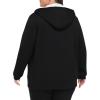 MoFiz Womens Plus Size Fleece Zip Up Hoodie Jacket Sherpa Lined Warm Coat Hooded Sweatshirts(Black)