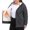 MoFiz Womens Plus Size Fleece Zip Up Hoodie Jacket Sherpa Lined Warm Coat Hooded Sweatshirts(Black-grey)