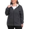 MoFiz Womens Plus Size Fleece Zip Up Hoodie Jacket Sherpa Lined Warm Coat Hooded Sweatshirts(Black-grey)