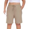 MoFiz Women’s Plus Size Shorts Hiking Cargo Shorts Quick Dry Golf Active Shorts Lightweight Summer Shorts with Pockets(Khaki)