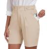 MoFiz Women’s Shorts Dressy Casual Business Work Shorts Elastic Waist Straight Leg Pleated Summer Bermuda Shorts with Pockets(Beige)