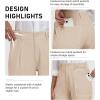 MoFiz Women’s Shorts Dressy Casual Business Work Shorts Elastic Waist Straight Leg Pleated Summer Bermuda Shorts with Pockets(Beige)