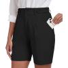 MoFiz Women’s Shorts Dressy Casual Business Work Shorts Elastic Waist Straight Leg Pleated Summer Bermuda Shorts with Pockets(Black)