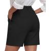 MoFiz Women’s Shorts Dressy Casual Business Work Shorts Elastic Waist Straight Leg Pleated Summer Bermuda Shorts with Pockets(Black)