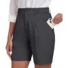 MoFiz Women’s Shorts Dressy Casual Business Work Shorts Elastic Waist Straight Leg Pleated Summer Bermuda Shorts with Pockets(Grey)