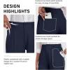 MoFiz Women’s Shorts Dressy Casual Business Work Shorts Elastic Waist Straight Leg Pleated Summer Bermuda Shorts with Pockets(Navy)