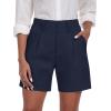 MoFiz Women’s Shorts Summer Dressy Elastic High Waisted Business Casual Work Shorts with Pockets(Navy Blue)
