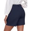 MoFiz Women’s Shorts Summer Dressy Elastic High Waisted Business Casual Work Shorts with Pockets(Navy Blue)