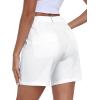 MoFiz Women’s Shorts Summer Dressy Elastic High Waisted Business Casual Work Shorts with Pockets(White)