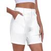 MoFiz Women’s Shorts Summer Dressy Elastic High Waisted Business Casual Work Shorts with Pockets(White)