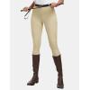 MoFiz Women’s Silicone Full Seat Horse Riding Pants Zipper Pockets Equestrian Breeches Riding Tights(Khaki)