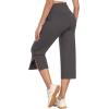 MoFiz Womens Yoga Capris Pants High Waist Lightweight Athletic Exercise Casual Wide Leg Yoga Pants with Pockets(A05-dark Gray)
