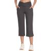 MoFiz Womens Yoga Capris Pants High Waist Lightweight Athletic Exercise Casual Wide Leg Yoga Pants with Pockets(A05-dark Gray)