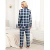 Womens Pajama Sets Plaid Long Sleeve Button Down Sleepwear 2 Piece Soft Pjs Nightwear Comfy Pj Set with Pockets Blue Plaid XL
