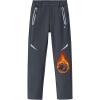 MoFiz Boys Fleece Hiking Snow Ski Pants Kids Winter Waterproof Warm Outdoor Pants with Zippered Pocket(Y02-dark Grey)