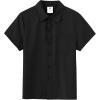 MoFiz Boys Short Sleeve Button Down Shirts Collared Beach Shirt(Black)