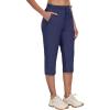 MoFiz Capri Pants for Women Lightweight Ice Cool Capris for Women Casual Summer with Zipper Pockets(D03-navy Blue)