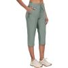 MoFiz Capri Pants for Women Lightweight Ice Cool Capris for Women Casual Summer with Zipper Pockets(D04-gray Green)