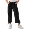 MoFiz Girls Cargo Capris Hiking Pants Lightweight Quick Dry Outdoor Athletic Travel Casual Loose Comfy Cute Pockets Black M