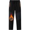 MoFiz Kids Fleece Lined Hiking Snow Ski Pants Boys Waterproof Winter Warm Outdoor Pants with Zippered Pocket(Black02)