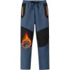 MoFiz Kids Fleece Lined Hiking Snow Ski Pants Boys Waterproof Winter Warm Outdoor Pants with Zippered Pocket(Grey Blue)