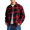 MoFiz Men’s Long Sleeve Plaid Flannel Shirts Cotton Plaid Button Down Shirts for Men Soft Regular Fit Mens Casual Shirts(Black Red)