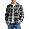 MoFiz Men’s Long Sleeve Plaid Flannel Shirts Cotton Plaid Button Down Shirts for Men Soft Regular Fit Mens Casual Shirts(Black White)