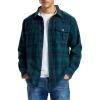 MoFiz Men’s Long Sleeve Plaid Flannel Shirts Cotton Plaid Button Down Shirts for Men Soft Regular Fit Mens Casual Shirts(Green Blue)