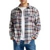 MoFiz Men’s Long Sleeve Plaid Flannel Shirts Cotton Plaid Button Down Shirts for Men Soft Regular Fit Mens Casual Shirts(Grey Blue Red White)