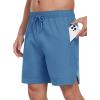 MoFiz Mens Swim Trunks 7 Inch Swim Shorts with Compression Liner Swimming Suits Board Shorts Surf Short Bathing Suit(Blue)
