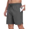 MoFiz Mens Swim Trunks 7 Inch Swim Shorts with Compression Liner Swimming Suits Board Shorts Surf Short Bathing Suit(Deep Grey)