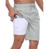 MoFiz Men’s Swim Trunks 9″ Quick Dry Mens Broad Beach Shorts Stretch Mens Swim Shorts(Light Grey)