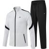 MoFiz Men’s Tracksuits Set Long Sleeve Causal Full Zip Running Sports Sweatsuit For Men 2 Piece Outfits(Aa-white&black)