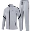 MoFiz Men’s Tracksuits Set Long Sleeve Causal Full Zip Running Sports Sweatsuit For Men 2 Piece Outfits(Ac-gray&black)