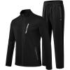 MoFiz Men’s Tracksuits Set Long Sleeve Causal Full Zip Running Sports Sweatsuit For Men 2 Piece Outfits(B-black)