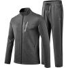 MoFiz Men’s Tracksuits Set Long Sleeve Causal Full Zip Running Sports Sweatsuit For Men 2 Piece Outfits(B-dark Grey)