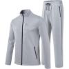 MoFiz Men’s Tracksuits Set Long Sleeve Causal Full Zip Running Sports Sweatsuit For Men 2 Piece Outfits(B-grey)
