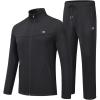MoFiz Men’s Tracksuits Set Long Sleeve Causal Full Zip Running Sports Sweatsuit For Men 2 Piece Outfits(Black Set)