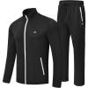 MoFiz Men’s Tracksuits Set Long Sleeve Causal Full Zip Running Sports Sweatsuit For Men 2 Piece Outfits(C-black-set)