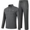 MoFiz Men’s Tracksuits Set Long Sleeve Causal Full Zip Running Sports Sweatsuit For Men 2 Piece Outfits(Dark Grey Set)