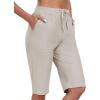 MoFiz Womens 13″ Knee Length Hiking Shorts Quick Dry Water Resistant Athletic Travel Golf Bermuda Shorts with 3 Pockets(A03-light Khaki)